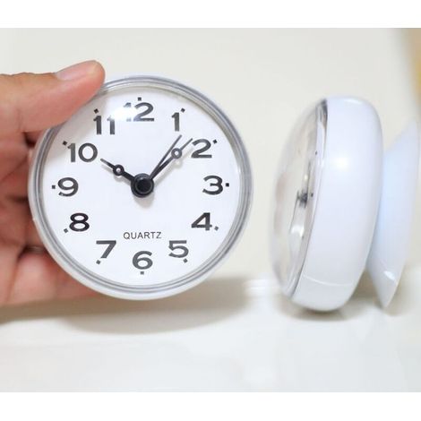Horloge murale de salle de bain étanche petite montre murale de cuisine ventouse petite horloge horloge (1/5)