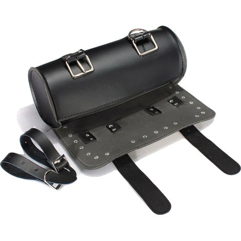 Sac à outils de moto, cuir synthétique, 31 cm x 13 cm, compatibilité universelle, placement avant ou arrière, sangles à libération rapide (1/5)