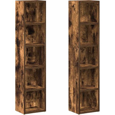 Estantería para CD 2 uds madera roble ahumado 21x16x93,5 cm vidaXL