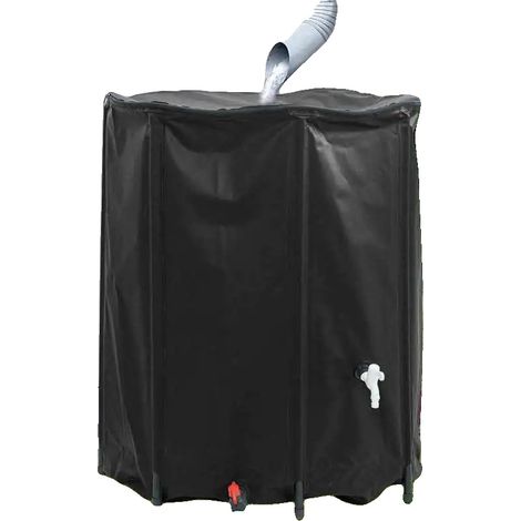 Depósito de agua con capacidad de 1250 litros, grifo plegable, color negro. (1/2)