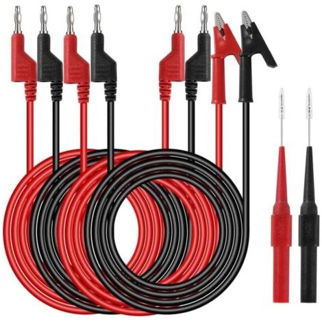 Câbles de Test de Multimètre avec Sondes de Multimètre Pince Crocodile Fiche Banane 4mm pour Multimetre Professionnel Testeur Electrique Noir Rouge 6 Pièces (1/5)