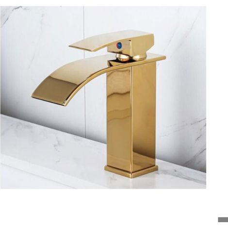 Robinet Cascade - Monotrou - Finition Laqué Or - Pour Lavabo Et Vasque - 1 Pièce (1/3)