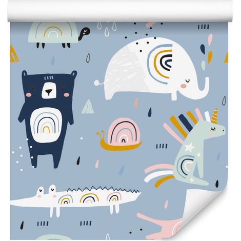 Papier peint animaux arc-en-ciel pour salon et chambre 50x1000 cm (1/5)