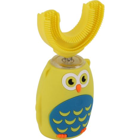 Brosse à dents électrique en forme de U, ultrasonique, automatique, rechargeable par USB, mignonne, pour enfants, jaune (1/5)
