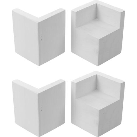 4 Pièces Rehausseurs de Lit Carrés en Bois, 5cm, Blanc (1/5)