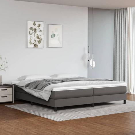 Boxspringbett mit Matratze Grau 200x200 cm Kunstleder (1/5)