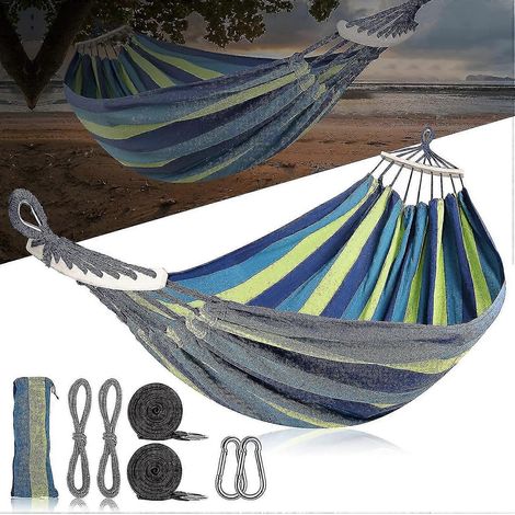 Hamac d'extérieur en toile avec barres (280 x 150 cm), hamac portable