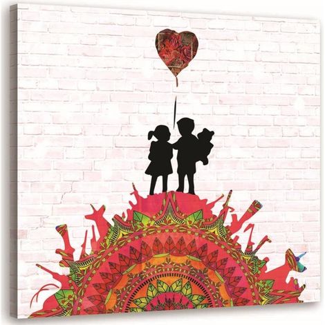 Tableau décoratif Banksy Street Art Art Cœur 40x40 (1/5)