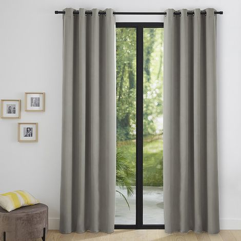 Juego de 2 cortinas térmicas opacas en Plata 40 x 260 cm FUIENKO (1/5)