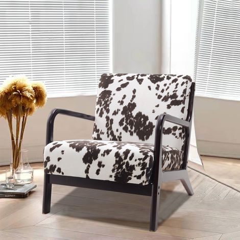 Black and White Spots Velvet Upholstered Armchair (1/5)