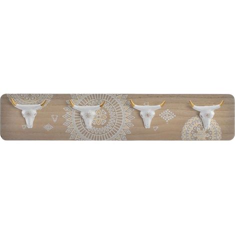 Porte manteaux thème Indien en bois 4 supports - 48 x 9 cm (1/2)
