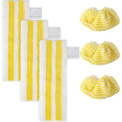 6 Pièces Lingettes de Rechange en Microfibre pour Kärcher Easyfix SC1, SC2, SC3, SC4, SC5, 3 Chiffons pour Suceur de Sol et 3 Chiffons, Lingette Vapeur pour Tous Types de Sols