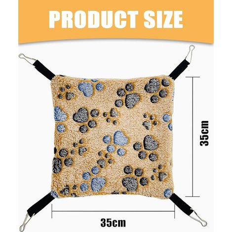 Hammocks for Small Animals, Double Plane Soft Plush Hammock with Hooks for Hamster, Ferret, Squirret, Sugar Glider (30×30cm/White+Blue) (1/4)