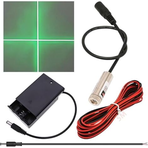 Kit module laser à foyer ajustable (Forme source lumière : Croix verte), Diode module laser industriel 520 nm, 3-5V, Branchement DC 2,1 mm + Kit d'alimentation (1/5)