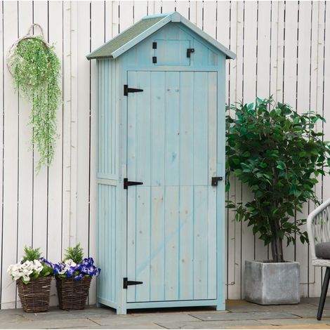 mobile contenitore 77x54x179 da giardino legno azzurro OKMYHOME (1/3)