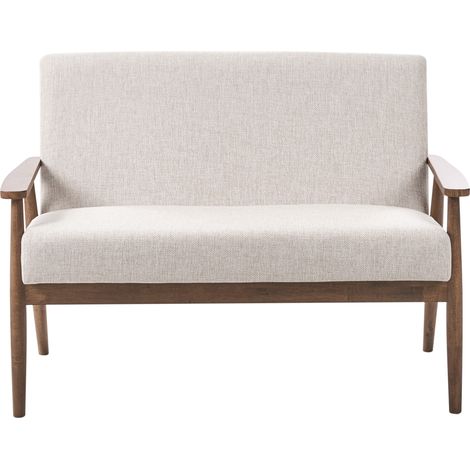 Sofá retro de 2 plazas tapizado de poliéster estructura de madera beige y marrón oscuro Esrum