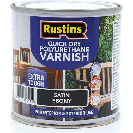 Rustins PSEBW250 Quick Dry Polyurethane Varnish Satin Ebony 250ml PSEBW250 RUS4014