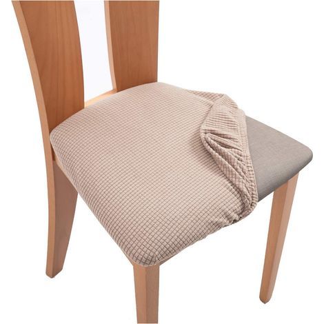 Bürostuhl-Kissenbezug, quadratisches Sitzkissen, fleckenabweisender Bezug, elastischer Bezug für gebogene Stühle, Hockerbezug, geteilter Bezug – Khaki (1/5)