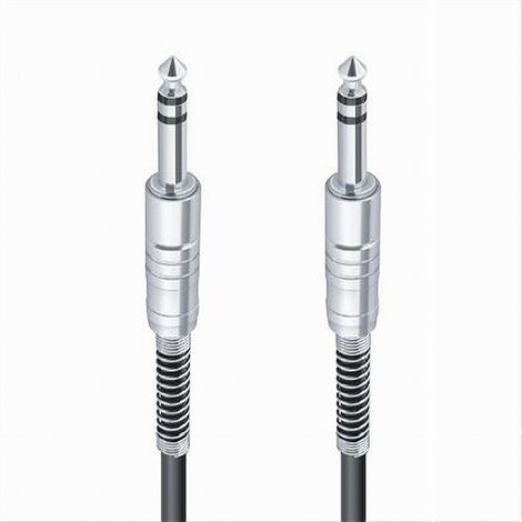 TRADE SHOP - Cavo Collegamento 2 Jack Da 6.5mm 1.8 Mt Cavetto Microfono Audio Stereo Jjack-06 -