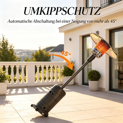 Chauffage de terrasse extérieur, chauffage de terrasse à gaz portable de 11 kW avec réglages de chaleur ajustables, chauffage de terrasse à gaz pour jardin, terrasse et espaces extérieurs (1/5)