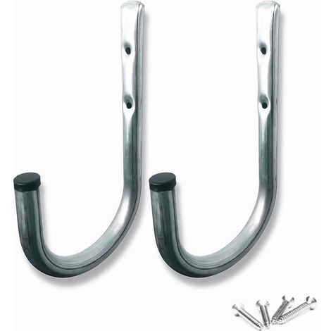 Lot de 2 crochets utilitaires robustes pour la maison le garage les supports de rangement muraux les chaises pliantes les échelles les planches de surf (1/5)