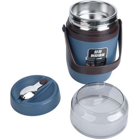 Dreilagige, isolierte Lunchbox für Erwachsene, mehrstufige Thermoskanne aus Edelstahl 304, langlebige Lunchbox, Sternenblau (1/5)
