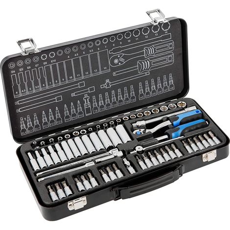 Högert Technik Set di attrezzi domestici (63 pezzi, nero/blu)