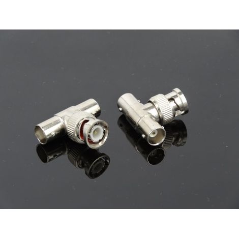 BNC/Q9 T-shaped surveillance connector with two female and one male, male BNC to female video splitter adapter (1/5)
