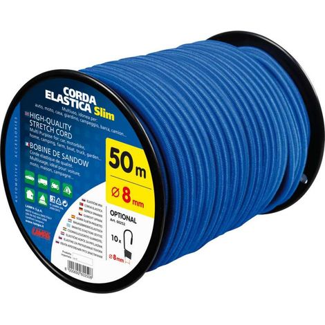 Corda Elastica In Bobina - D.8 Mm - 50 M - Blu