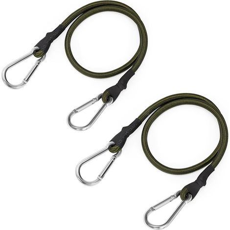 Bungee-Seile mit Karabiner 60cm 2 Stück, strapazierfähig, elastisch, für Motorrad, Auto, Gepäck