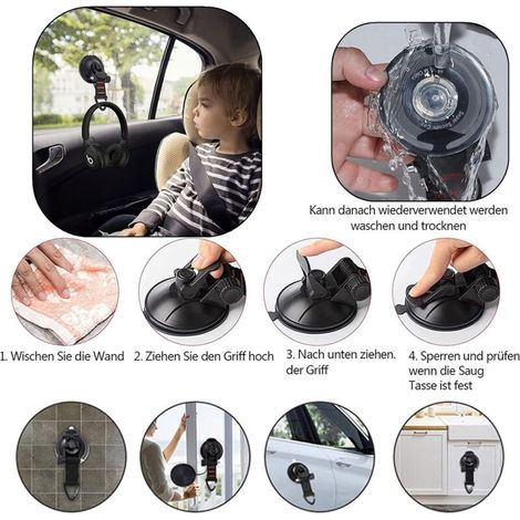 Ganci a ventosa per auto, set da 2 pezzi, gancio a ventosa multifunzionale, gancio di fissaggio a ventosa per tetto auto, materiali ad alta resistenza (1/4)