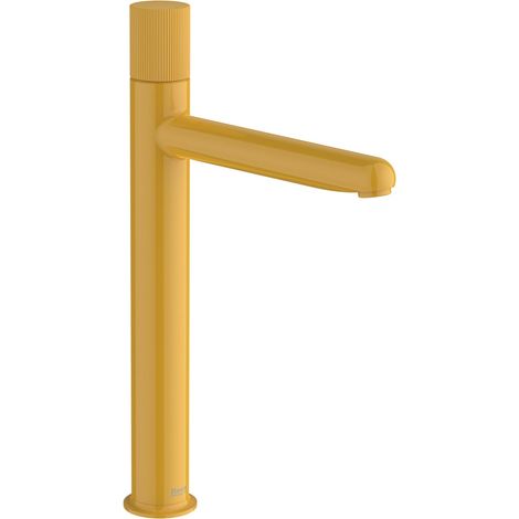 ROCA A5A3C3FP10 NU Grifo Monomando Lavabo Caño Alto Cold Start Maneta Stripes Amarillo Miel - ref: A5A3C3FP10