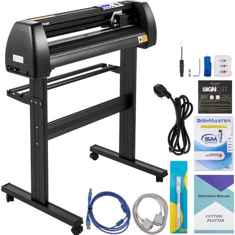 VEVOR Taglierina per vinile 870 mm, Stampante plotter a LED, Forza velocita regolabili, Supporto da pavimenti, Taglierina per creazione di etichette per insegne