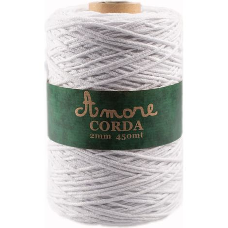 Corde macramé 2mm Blanc, Ficelle corde Coton x 450mt, Corde en Macramé, Longe pour sacs à crochet, Fil de Macramé, Corde de Coton (1/5)