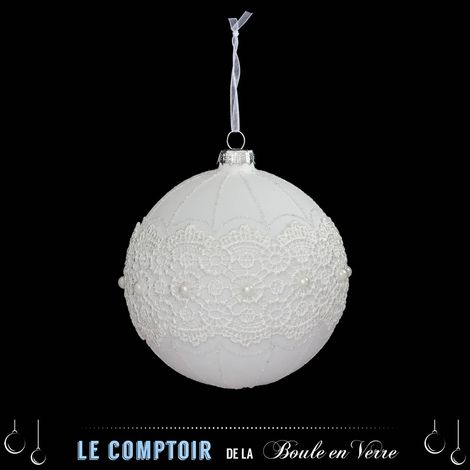 Boule de Noël Verre 100 mm Dentelle - Feeric lights & christmas (1/2)