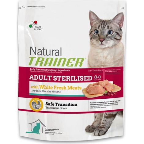 NATURAL TRAINER SACCO CROCCHETTE GATTO STERILIZZATO 300 GR CARNI BIANCHE