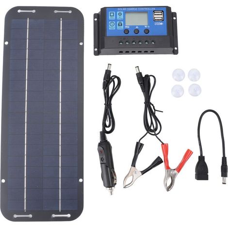 Chargeur de panneau solaire flexible 6 W 18 V Chargeur de batterie de voiture à panneau solaire portable rechargeable avec contrôleur,