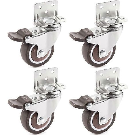 Lot de 4 roulettes pivotantes en caoutchouc avec frein, pour meubles (longueur 25 mm), compatibles avec lit bébé, armoire, meubles, table. Charge maximale : 11 kg par roulette. (1/5)