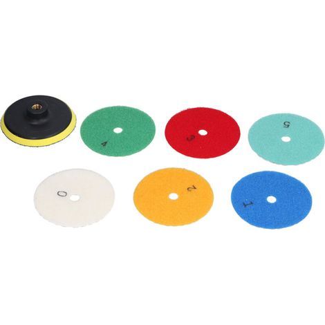 Kit de 6 disques diamant secs + support pour polissage granit marbre 4 pouces