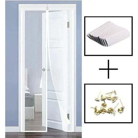 Magnetic mosquito net door, striped lace, 100x210cm (white)