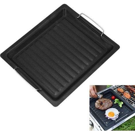 BARBECUE plaque de gril, à la poêle, poêle à Griller et cuire, en tournant la plaque en fonte plaque à pizza, barbecue à gaz acc (1/5)