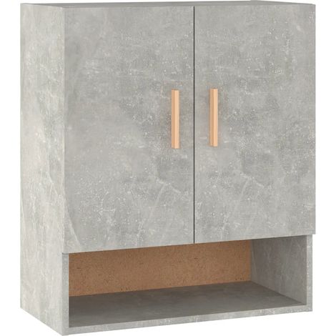 Mobiletto a muro funzionale in stile scandinavo dimensioni 60 x 31 x 70 cm con ampio spazio contenitivo in legno composito grigio cemento. Codice articolo: 020048044.