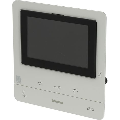 Bticino – Poste intérieur vidéo couleur 5 pouces – Alimentation par BUS SCS 18V à 27V – Boucle inductive pour amplification audio – Installation en saillie