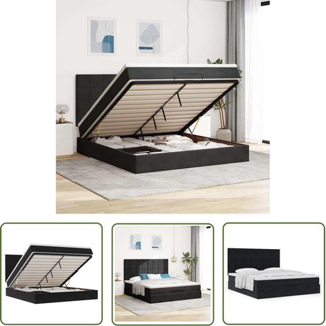 vidaXL Ottoman-Bett mit Matratzen Schwarz 160x200 cm Samt (1/5)