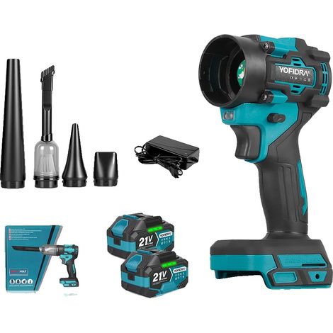 Soffiatore e aspirapolvere elettrico, design 2 in 1, leggero, con 2 batterie incluse. (1/2)