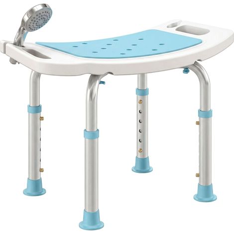 Shower Chair-Adjustable Height Shower Stool with Aluminium Frame and Non-Slip Feet-Bathtub Stool Seat with Padded Seat for Elderly Disabled Handicap-Turquoise (1/5)