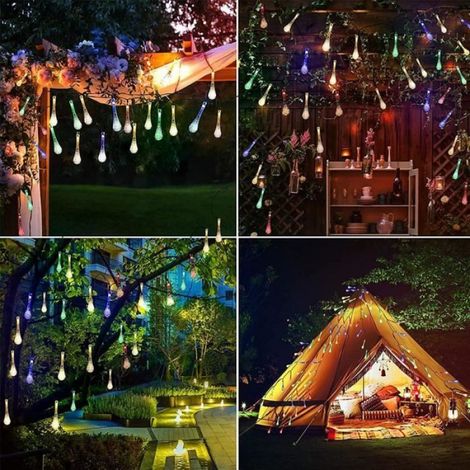 1 Guirlande Lumineuse Solaire,20 LED,Gouttes d'Eau,IP65,8 Modes,Jardin,Terrasse (1/4)