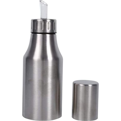 Boîteille de Distributeur d'Huile d'Olive - Pot à Huile en Acier Inoxydable 304 - Bidon d'Huile Portable - Distributeur de Sauce Au Vinaigre - Conteneur de Fournitures de Cuisine à Domicil(500ML) GROO