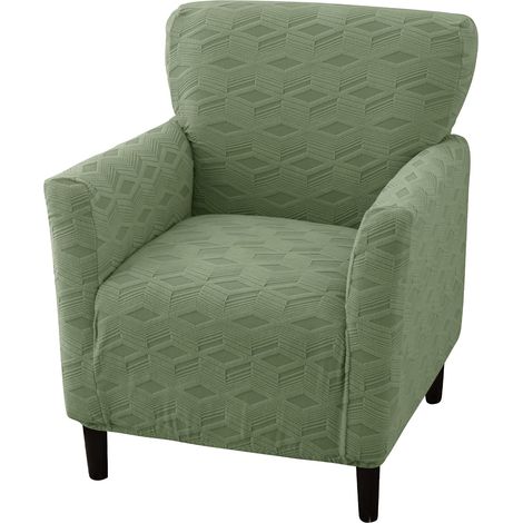 Housse de chaise de banquet extensible, avec accoudoirs, en tricot Vert (1/5)