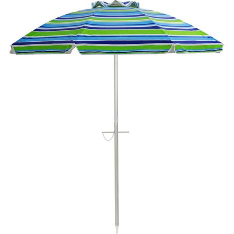 COSTWAY Sombrilla de Playa de 198 cm Parasol de Aluminio para Jardín Mercado Patio Sombrilla Inclinable con Bolsa de Transporte Sin Base (Raya Verde)